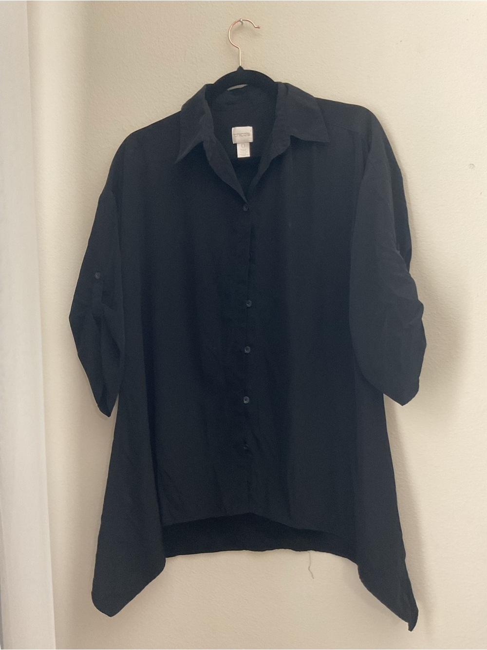 Chico's Black Relaxed Button-Front Shirt
